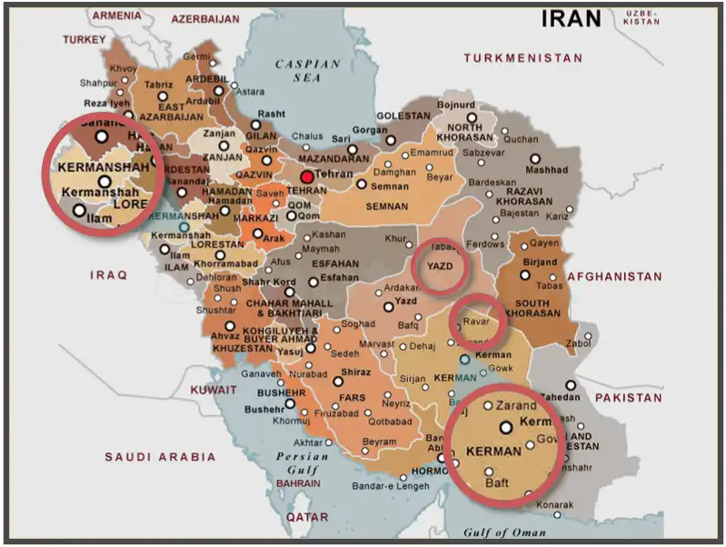 Major Weaving Areas of Persian Antique Rugs